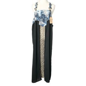 Stylish Black and Blue Maxi Dress